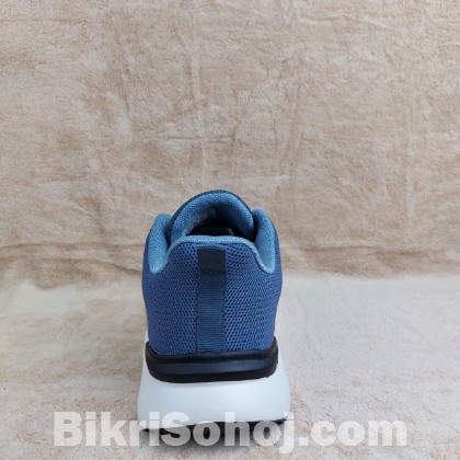 adidas Boost running shoes in a blue colorway with white